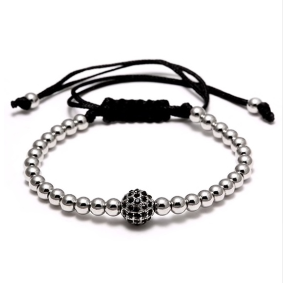 Silver Beaded Shamballa Crystal Ball Wrap Bracelet - Picture 1 of 8